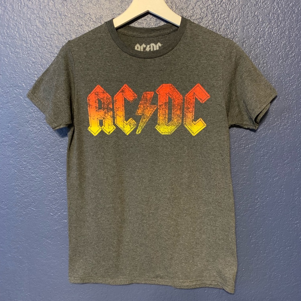 AC/DC Gray Distressed Graphic Band Tee